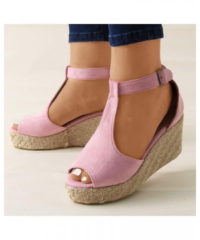 Women Ladies Fashion Peep Toe Wedges Platforms Crystal High Heels Shoes Sandals Z 14-pink $17.23 Sandals