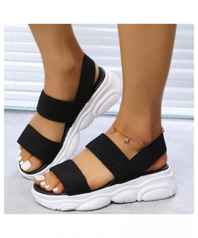 Platform Women Shoes Wedges Sneakers Platform Sandals Women Heel Rhinestone Sandals Heeled Sandals For Women Black 11 $8.92 S...