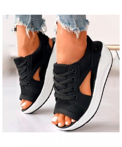 Sandals For Women Flats Shoes Women Dressy Comfortable Flip Flops Women Slides For Boys Platform Sneakers Women Wedge Black $...