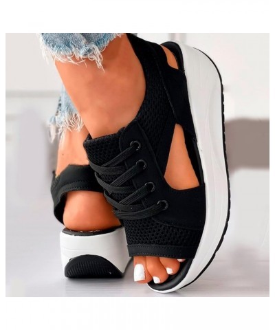 Sandals For Women Flats Shoes Women Dressy Comfortable Flip Flops Women Slides For Boys Platform Sneakers Women Wedge Black $...