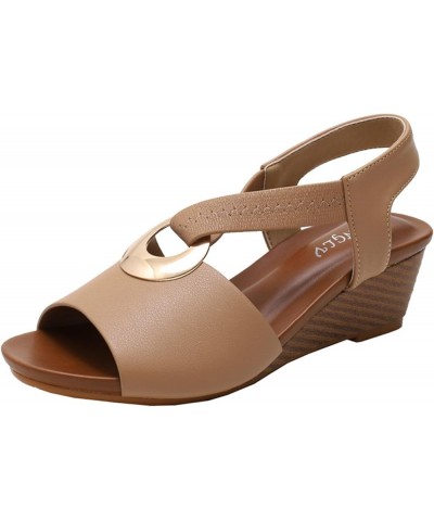 Women's Non-Slip Wedge Platform Peep Toe Sandals,Summer Casual Soft Sole Sandal,Comfortable Vacation Travel Beach Shoes Brown...