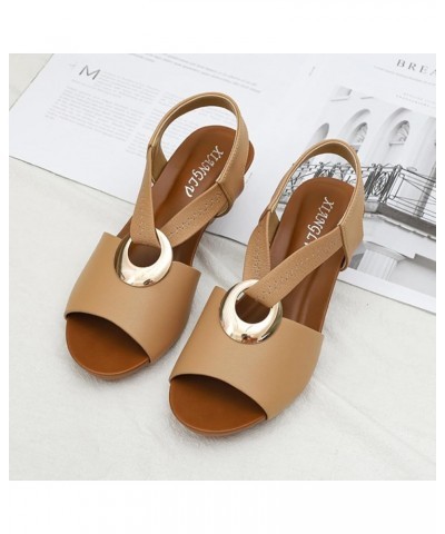 Women's Non-Slip Wedge Platform Peep Toe Sandals,Summer Casual Soft Sole Sandal,Comfortable Vacation Travel Beach Shoes Brown...