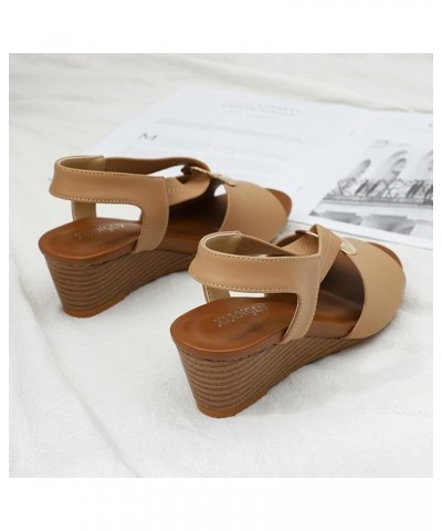 Women's Non-Slip Wedge Platform Peep Toe Sandals,Summer Casual Soft Sole Sandal,Comfortable Vacation Travel Beach Shoes Brown...