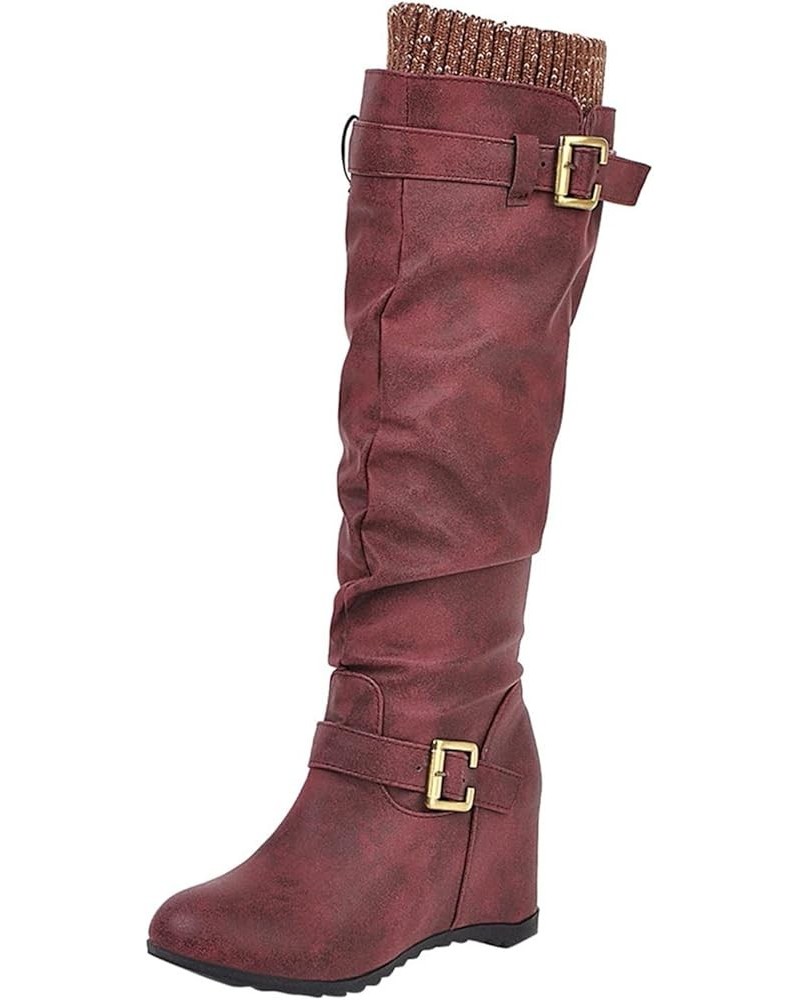 Motorcycle Boots Women'S Ankle Booties Leather Over The Knee Boots Booties for Women Peep Toe Red-b $21.21 Boots