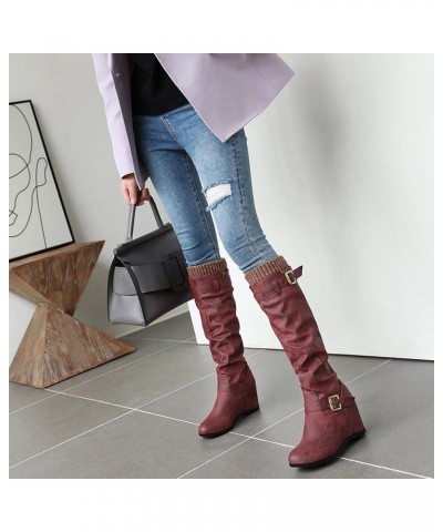 Motorcycle Boots Women'S Ankle Booties Leather Over The Knee Boots Booties for Women Peep Toe Red-b $21.21 Boots