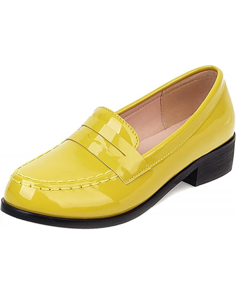 Women Block Heel Loafers Round Toe Casual Pumps Slip On Mid Heel Daily Shoes, Size 2-10 Yellow $21.29 Pumps