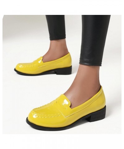 Women Block Heel Loafers Round Toe Casual Pumps Slip On Mid Heel Daily Shoes, Size 2-10 Yellow $21.29 Pumps