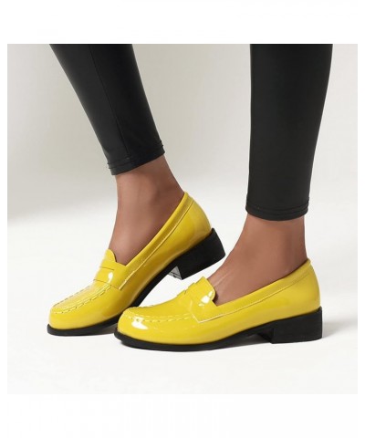 Women Block Heel Loafers Round Toe Casual Pumps Slip On Mid Heel Daily Shoes, Size 2-10 Yellow $21.29 Pumps