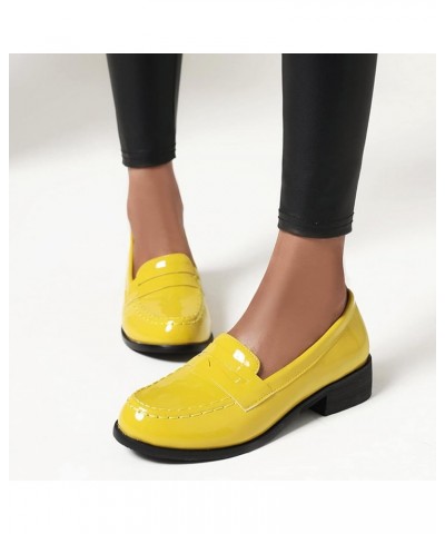 Women Block Heel Loafers Round Toe Casual Pumps Slip On Mid Heel Daily Shoes, Size 2-10 Yellow $21.29 Pumps