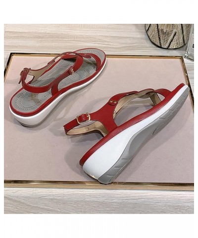 Sandals For Woman Sandals Women'S Sandals Women Dressy Heels Silver Flats For Women Dressy Womens Sandal Summer Sanda D-red $...