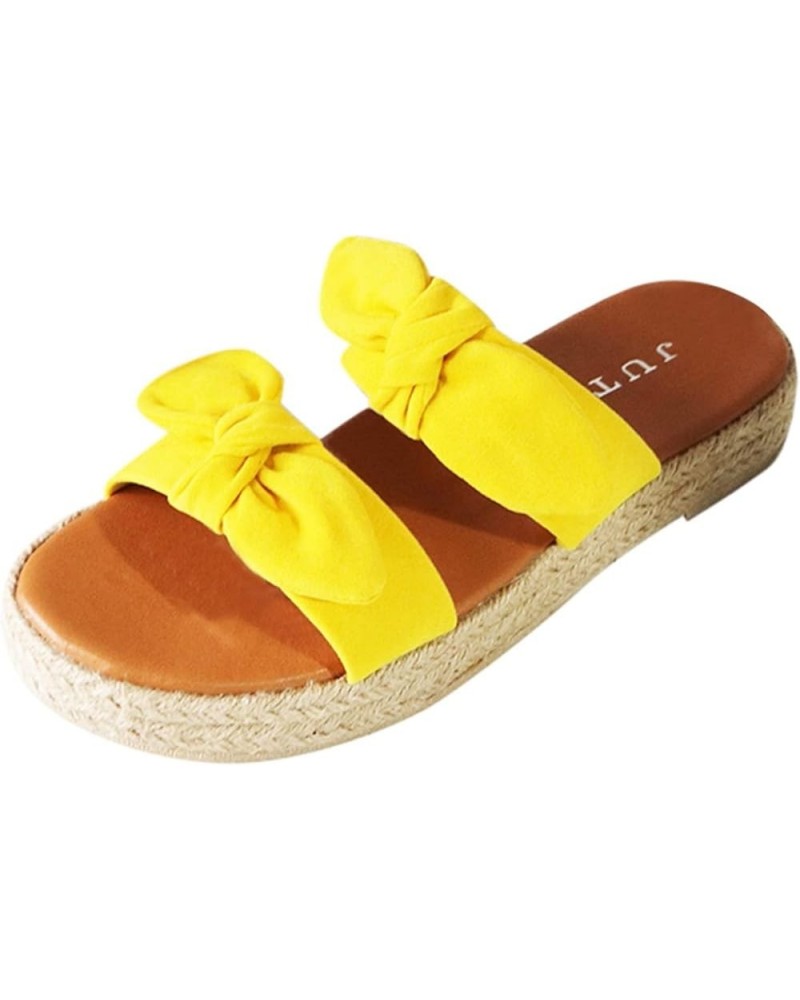 Shoes Weave Open Flat Breathable Beach Women's Toe Bow Summer Sandals Slip-On Women's Sandals Wedges for Women Sandals Heels ...