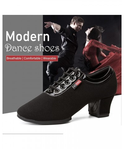 Men & Women Ballroom Dance Shoes Lace-up Latin Modern Salsa Dance Practice Teaching Performance Model 601 Black Rubber Split ...