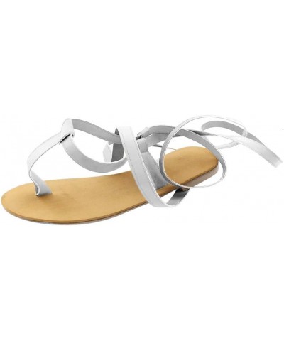 Sandalias De Mujer Summer Sandals for Women 2023 Strap Legging Dress Sandals Clip Open Toe Flat Sandals Light A Silver $26.13...