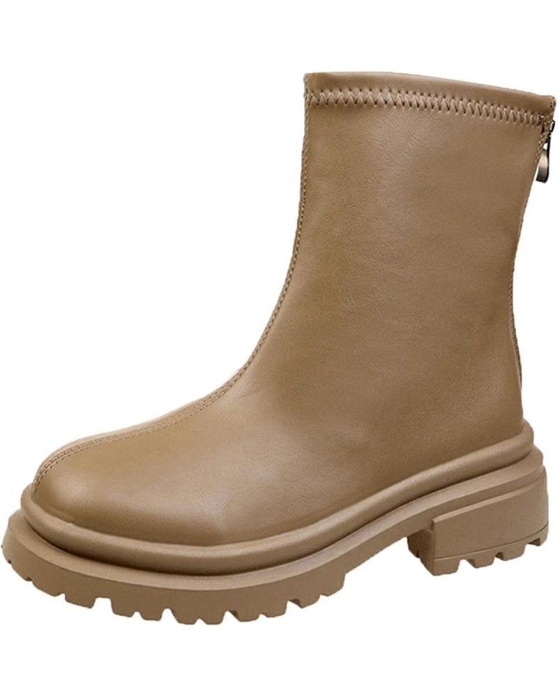 Black Platform Boots Short Wellies Women Womens Wellies Ankle Booties Khaki $27.05 Boots