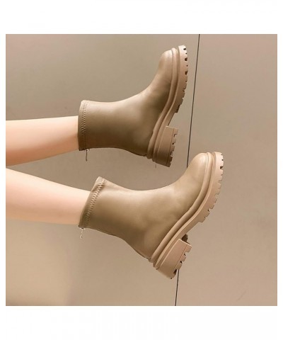 Black Platform Boots Short Wellies Women Womens Wellies Ankle Booties Khaki $27.05 Boots