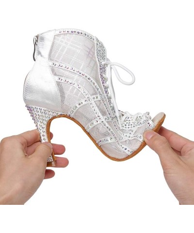 Women's Peep Toe Tango Salsa Ballroom Women's Latin Ballroom Dance Shoes Rhinestones Latin Salsa Dance Boots,Model YCL434 8.5...