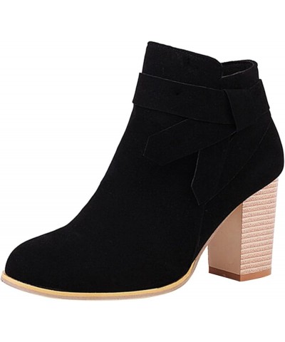 Women's Ankle Boots Size Low Arch Support Fashion Fashion Autumn And Winter Women Boots Zipper Round Toe C5-black $23.19 Boots