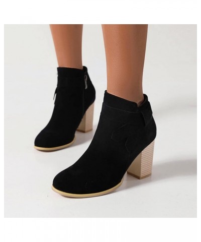 Women's Ankle Boots Size Low Arch Support Fashion Fashion Autumn And Winter Women Boots Zipper Round Toe C5-black $23.19 Boots