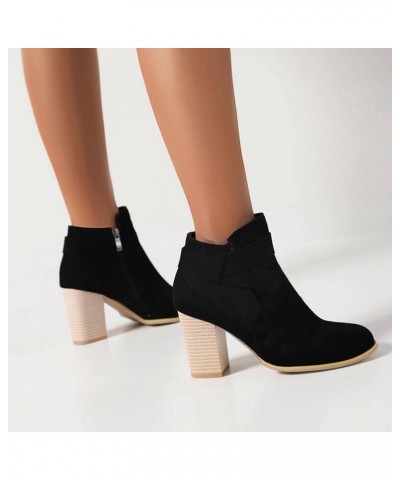 Women's Ankle Boots Size Low Arch Support Fashion Fashion Autumn And Winter Women Boots Zipper Round Toe C5-black $23.19 Boots