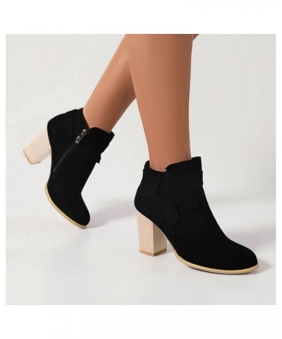 Women's Ankle Boots Size Low Arch Support Fashion Fashion Autumn And Winter Women Boots Zipper Round Toe C5-black $23.19 Boots