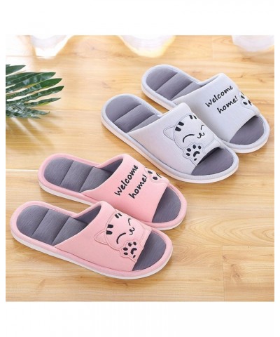 Woman Fashion House Shoes Floor Comfort Female Couple Style Indoor Women Soft Home Flat Cat Slippers Cotton Winter Warm (Colo...