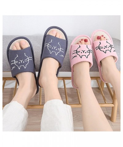 Woman Fashion House Shoes Floor Comfort Female Couple Style Indoor Women Soft Home Flat Cat Slippers Cotton Winter Warm (Colo...