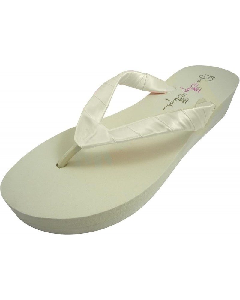 Bridal Wedge Flip Flops Ivory White 1 2 or 3.5 inch heel Womens Bridal Wedding Platform Ivory With 1.25 Inch Heel $15.20 Sandals