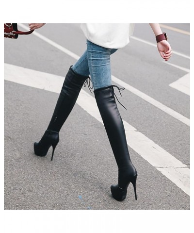 Stiletto Heels Women Winter Warm Over The Knee Long Boots Black 2 $32.42 Boots