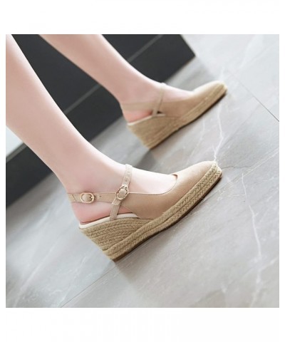 Womens Platform Espadrille Wedges High Heel Sandals 18 Beige $29.69 Sandals