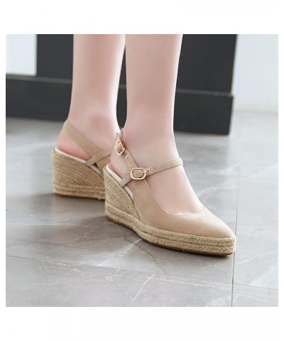 Womens Platform Espadrille Wedges High Heel Sandals 18 Beige $29.69 Sandals