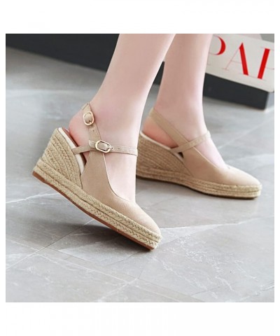 Womens Platform Espadrille Wedges High Heel Sandals 18 Beige $29.69 Sandals