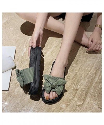 Womens Anti-Slip Platform Slide Sandals Bowknot Beach Faux Leather Comfy Slip on Peep Toe Slides Slippers Yellow $16.89 Sandals