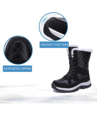 Womens Snow Boots Mid-Calf Winter Boots Ladies Waterproof Warm Fur Lined Non-Slip Warm Boots For Work Walking Hiking Outdoor ...