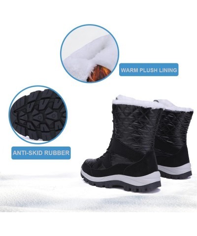 Womens Snow Boots Mid-Calf Winter Boots Ladies Waterproof Warm Fur Lined Non-Slip Warm Boots For Work Walking Hiking Outdoor ...