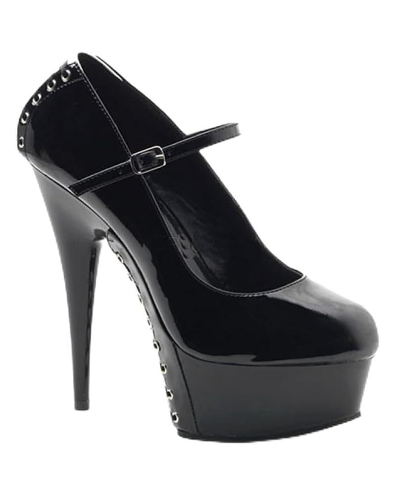 High Heels 15CM Fine Heeled Black Patent Leather Model Stage Fish Mouth Single Shoes-Black||44 38 Black $33.45 Pumps