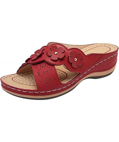 Orthopedic Sandals for Women,Women Casual Dressy Summer Slippers Orthotic Flat Flip Flops With Arch Support S-red $11.38 Sandals