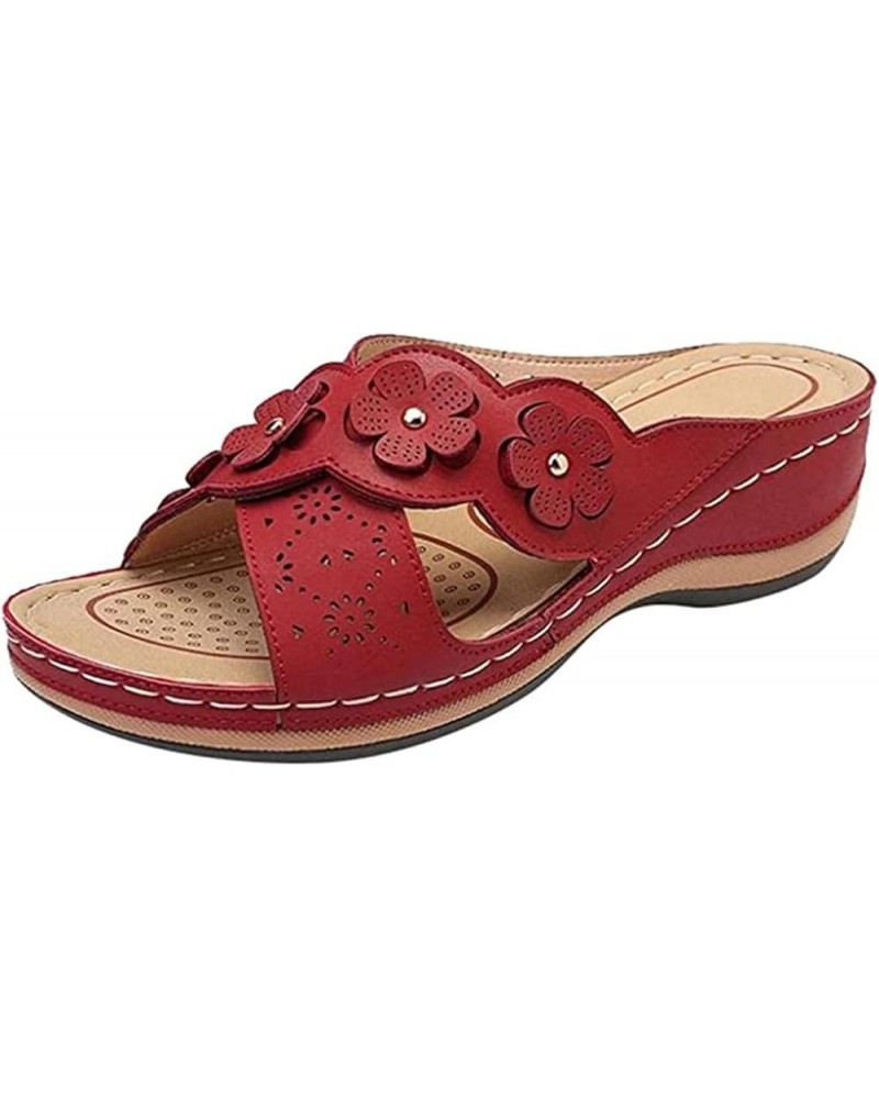 Orthopedic Sandals for Women,Women Casual Dressy Summer Slippers Orthotic Flat Flip Flops With Arch Support S-red $11.38 Sandals