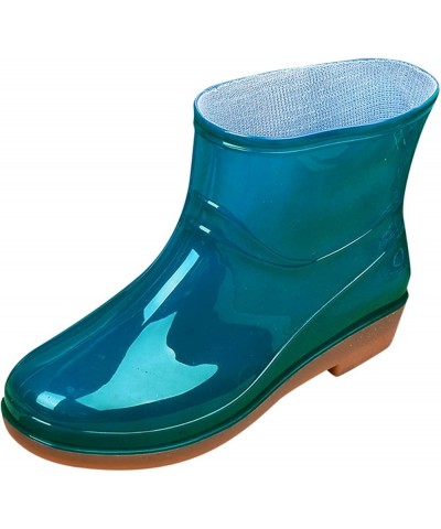 Ladies Short Rain Boots Waterproof Garden Shoes Non Slip Ladies Comfortable Insole Fashion Lightweight Ankle Rain Boots A-blu...