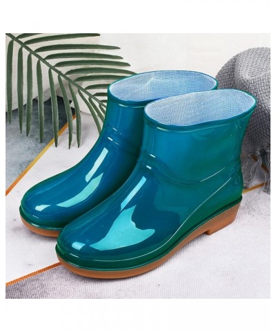 Ladies Short Rain Boots Waterproof Garden Shoes Non Slip Ladies Comfortable Insole Fashion Lightweight Ankle Rain Boots A-blu...