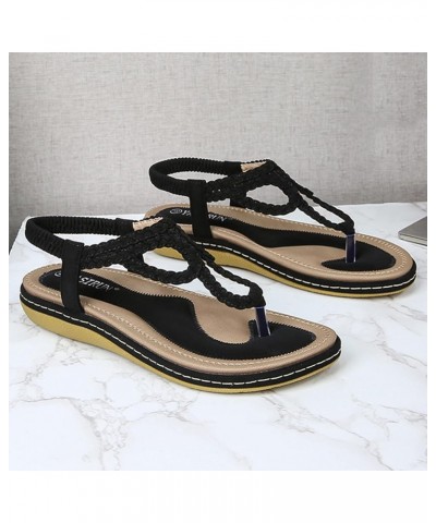 sandals women strappy, Women's Fashion Casual Flats Rhinestone Round Toe Sandals Buckle Strap Sandals Z 01-black $12.46 Sandals