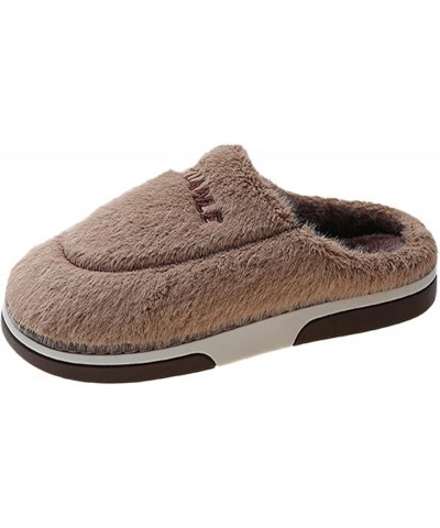 Men's Plush Fluffy Slides Fuzzy Slippers Guest House Slippers Indoor Warm Anti-Skid Cozy Suede Plush Cotton Slippers Coffee $...