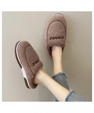 Men's Plush Fluffy Slides Fuzzy Slippers Guest House Slippers Indoor Warm Anti-Skid Cozy Suede Plush Cotton Slippers Coffee $...