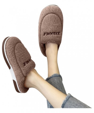 Men's Plush Fluffy Slides Fuzzy Slippers Guest House Slippers Indoor Warm Anti-Skid Cozy Suede Plush Cotton Slippers Coffee $...