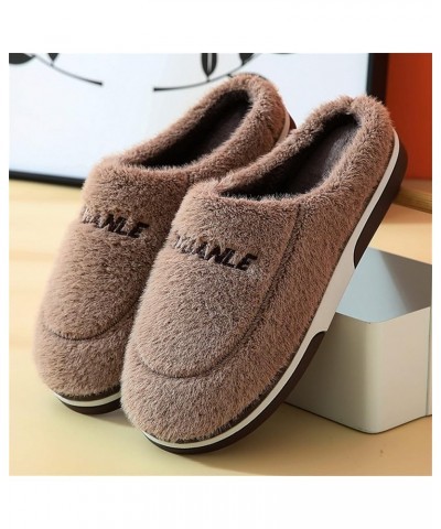 Men's Plush Fluffy Slides Fuzzy Slippers Guest House Slippers Indoor Warm Anti-Skid Cozy Suede Plush Cotton Slippers Coffee $...