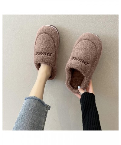 Men's Plush Fluffy Slides Fuzzy Slippers Guest House Slippers Indoor Warm Anti-Skid Cozy Suede Plush Cotton Slippers Coffee $...