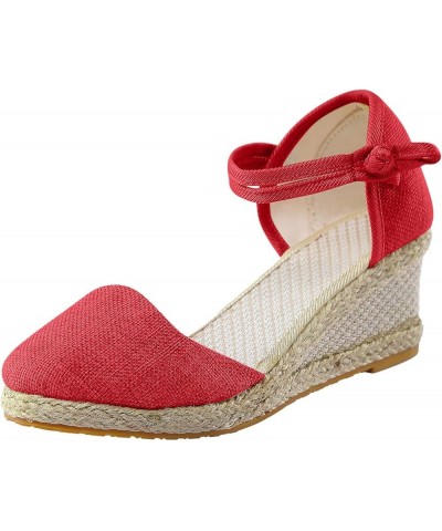 Sandals Women Espadrill Sandals for Women Open Toe Platform Sandals Arch Support Sandals Breathable Outdoor Shoes Braided Buc...