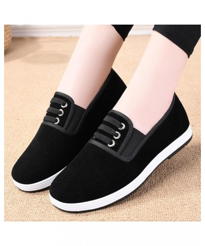 Fashion Autumn Women Casual Shoes Flat Cloth Soft and Comfortable Solid Color Slip On Simple Low Heel Shoe Black $15.00 Fashi...