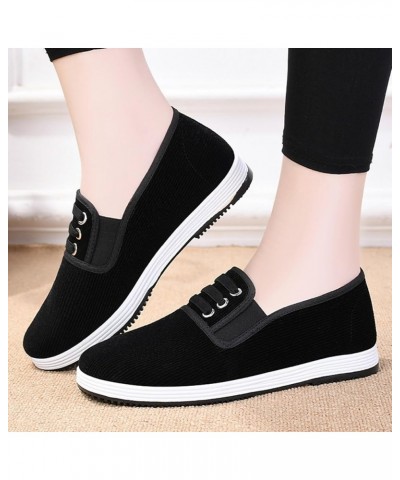 Fashion Autumn Women Casual Shoes Flat Cloth Soft and Comfortable Solid Color Slip On Simple Low Heel Shoe Black $15.00 Fashi...