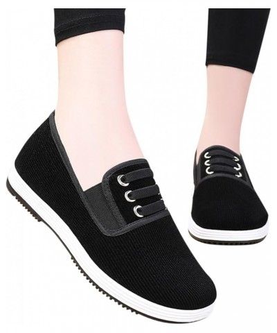 Fashion Autumn Women Casual Shoes Flat Cloth Soft and Comfortable Solid Color Slip On Simple Low Heel Shoe Black $15.00 Fashi...