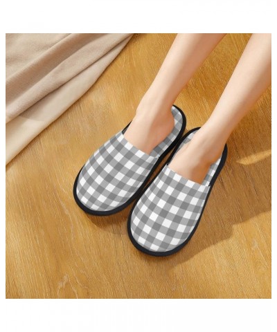 Fuzzy Feet Slippers For Women,House Shoes Non Slip Indoor/Outdoor,Halloween Gnome Designs- Gray Checkboard $11.71 Slippers